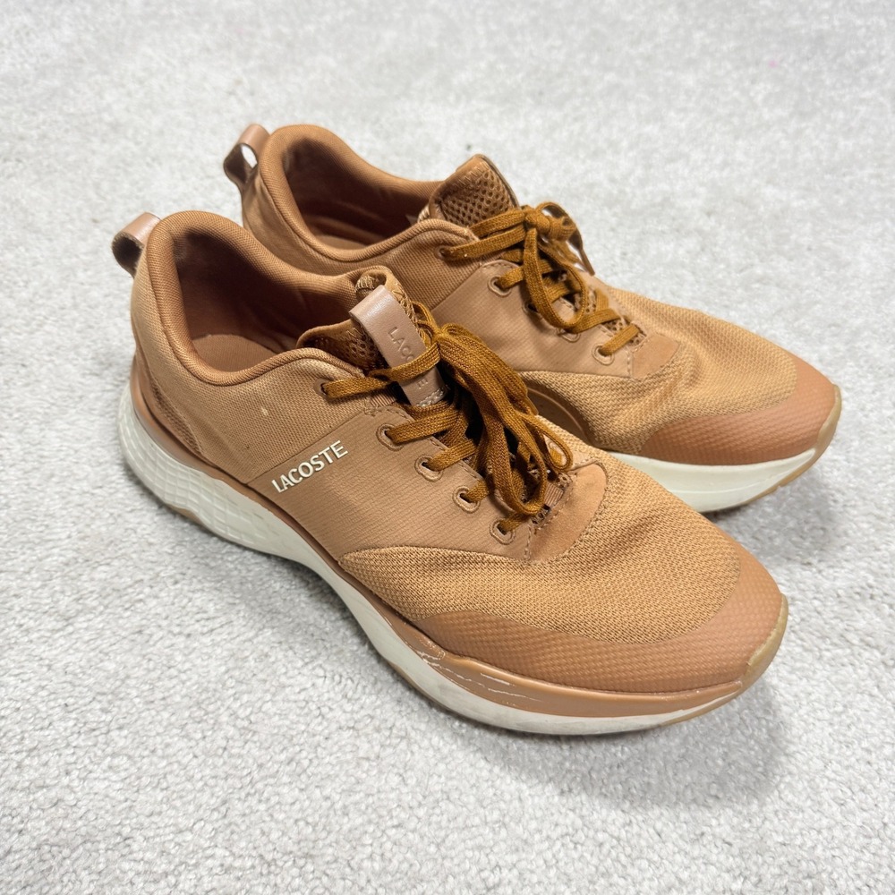 Lacoste Mens 11.5 Court-Drive Plus Sneakers Tan Brown Low Top